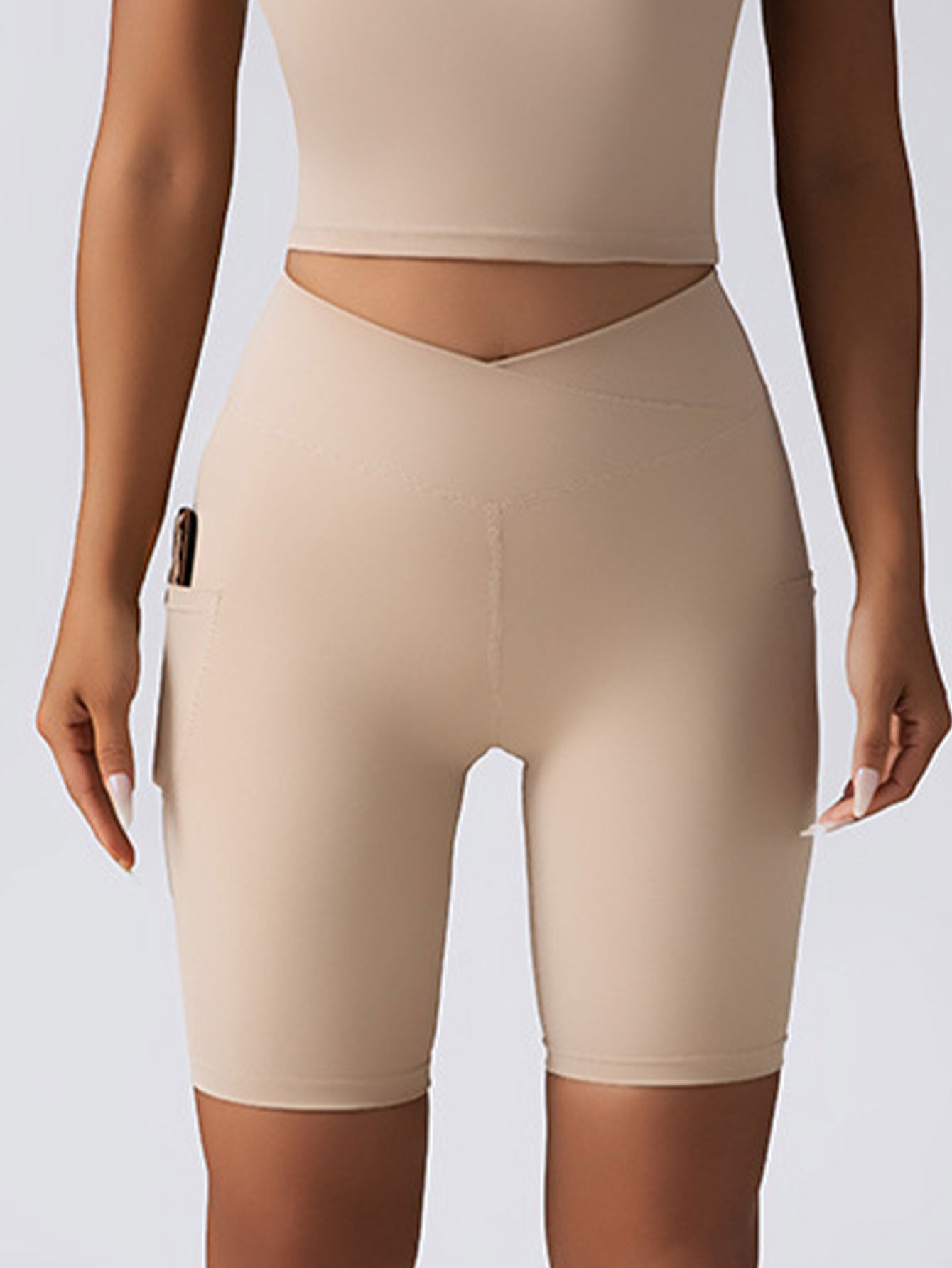 Biker-Shorts für Damen, Bauchkontrolle, keine Naht, hohe Taille, Yoga, Fitnessstudio, Workout, Laufen, Volleyball-Shorts mit Taschen