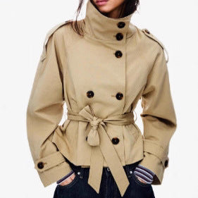Double Breasted Short Trench Coat