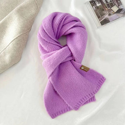 Soft Sticky Warm Fashion Basic Outer Wear Solid Color Scarf For Women