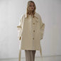 Loose fitting belted mid length coat