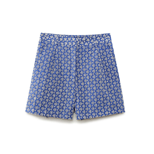 Embroidered High Waist Shorts