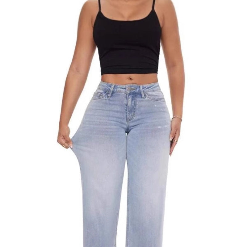 Wide-leg Pants High Waist Hip Lift Straight Loose Jeans