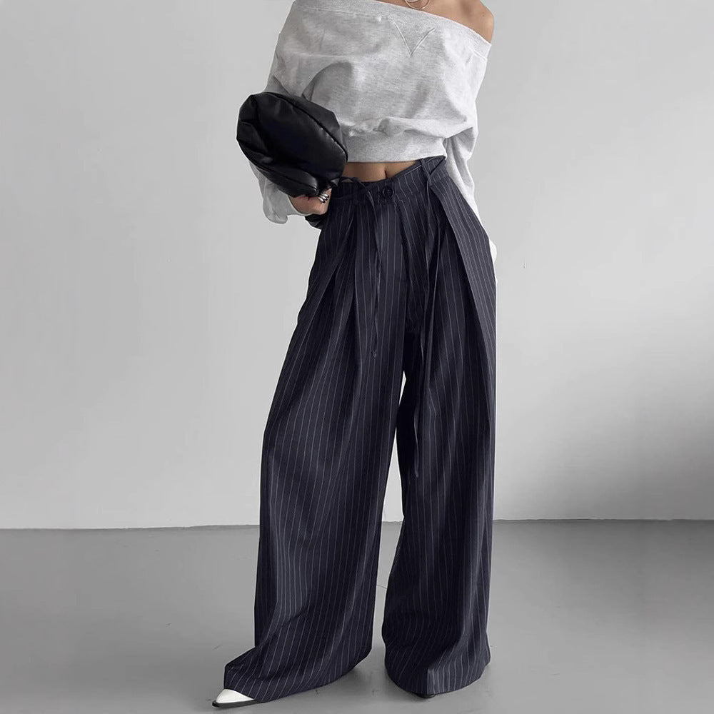 High Waist Striped Baggy Pants