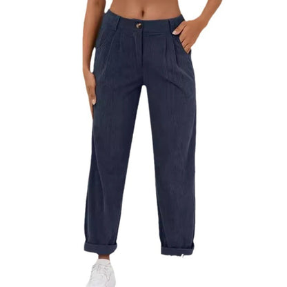 Damen-Freizeithose mit hoher Taille, einfarbig, lockere, gerade Hose