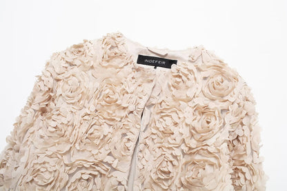 Fashion Short Textured Floral Casual Jacket Coat