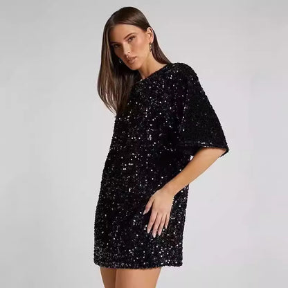 Women's Simple Casual Shoulder Beaded Dress