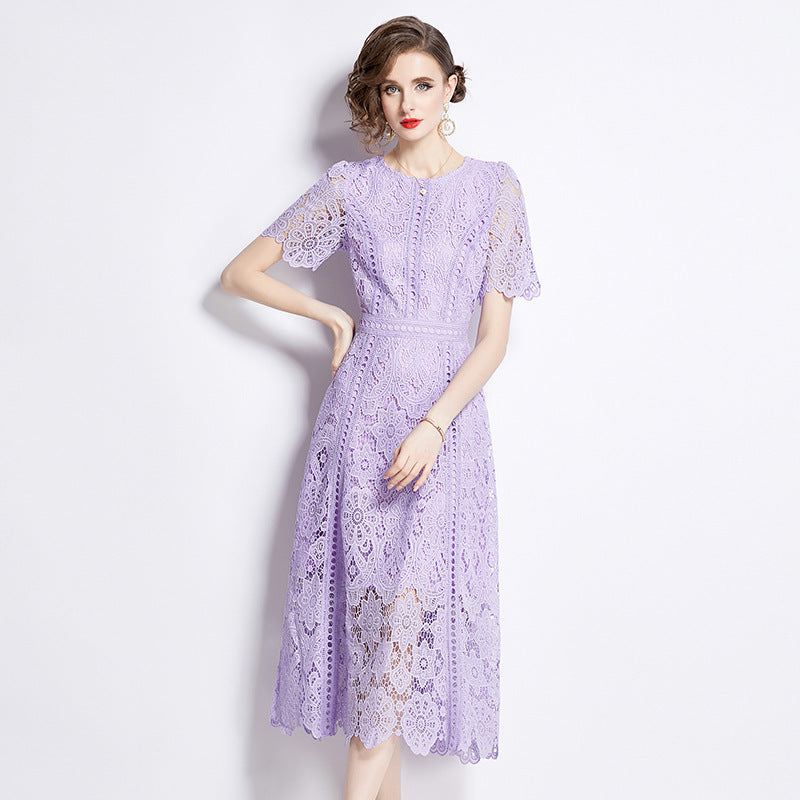 Short Sleeve Lace Dress Women