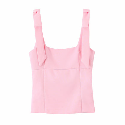 Bowknot-decorative Stretch Top