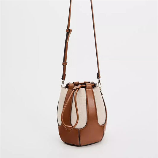 Canvas Crossbody Bucket Bag