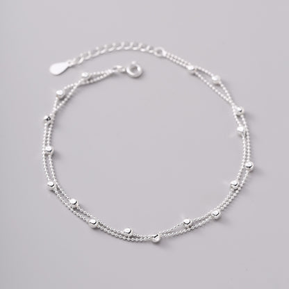925 Sterling Silver Round Beads Anklet