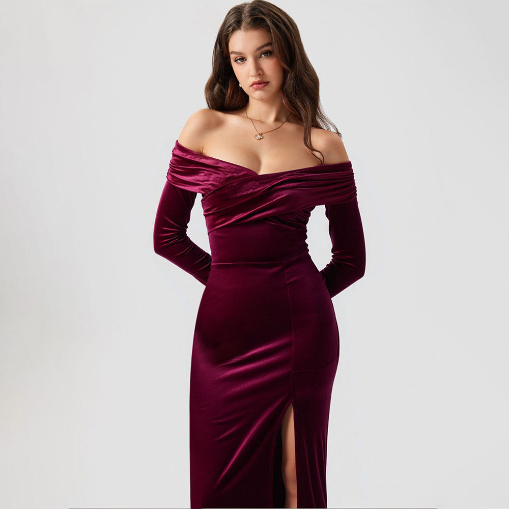 Velvet Bodycon  Long Dress