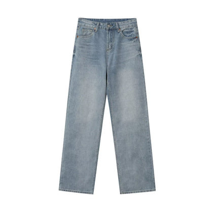 Wide-leg Mid-waist Straight Jeans