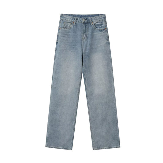 Wide-leg Mid-waist Straight Jeans