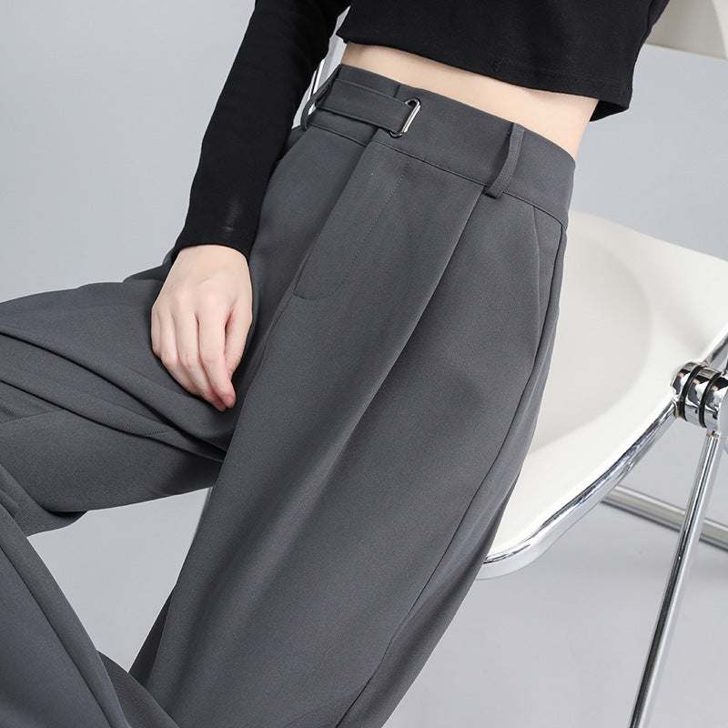 Spring And Autumn High Waist Drooping Narrow Wide-leg Pants