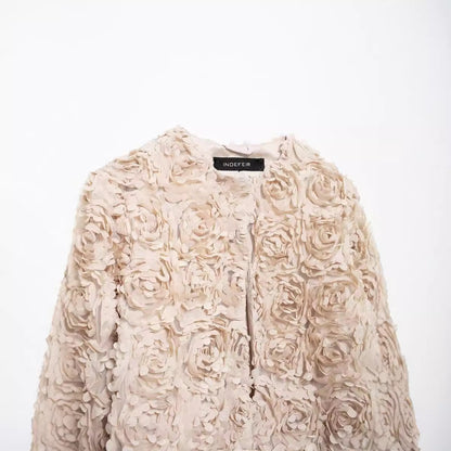 Fashion Short Textured Floral Casual Jacket Coat