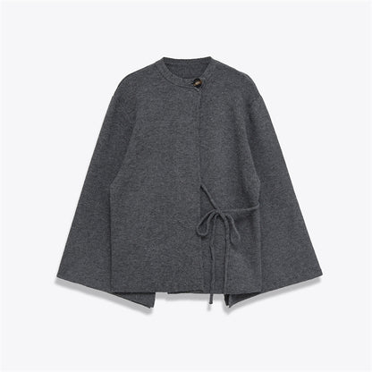 Knitted Slit Sleeve Cardigan