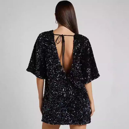 Women's Simple Casual Shoulder Beaded Dress