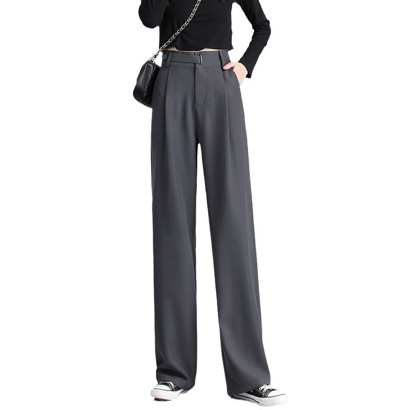 Spring And Autumn High Waist Drooping Narrow Wide-leg Pants