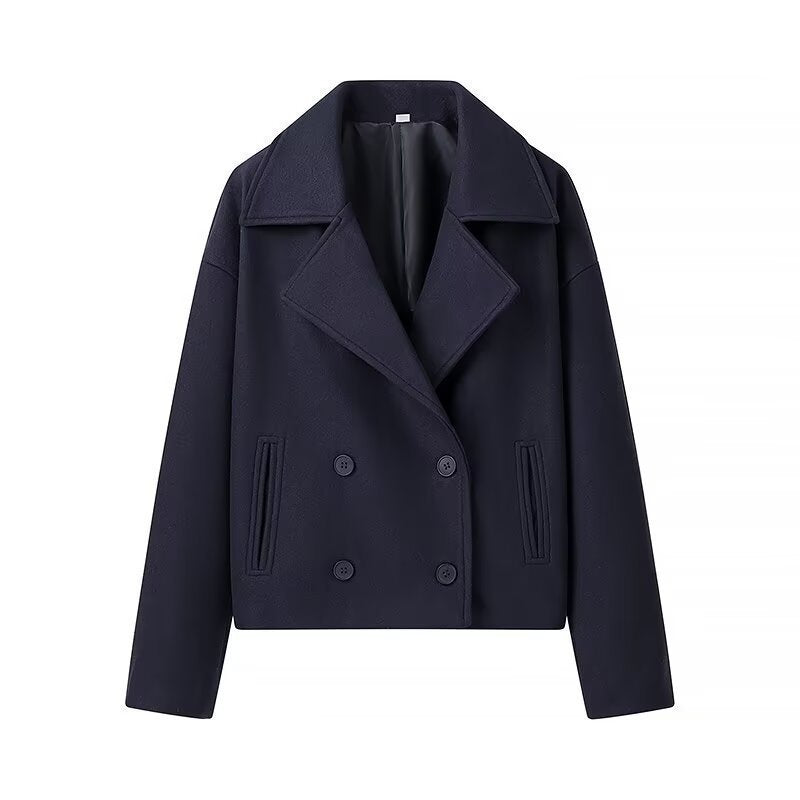 Double Breasted Short Woolen Jacket