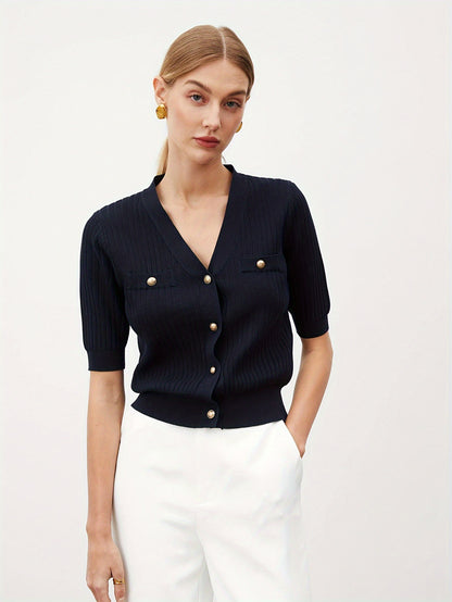 V-neck Short Cardigan