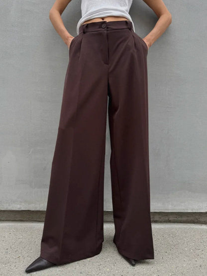 High Waist Draped Suit Pants